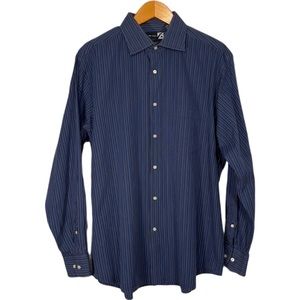 Saks Fifth Avenue Blue Striped 100% Pima Cotton Button Down Shirt XXL Big & Tall